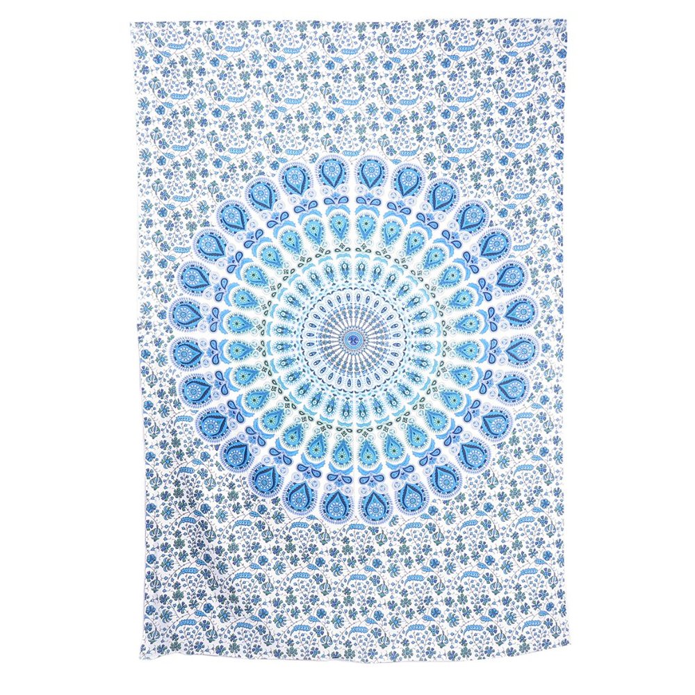 Oussum Mandala Blue Tapestry Cotton Fabric Wall Tapestries - Picture 5 of 6